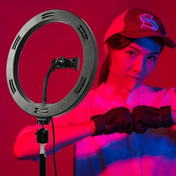 26cm Colorful RGB Light Ring with Stand Phone Tripod Осветление Light Ring with Phone Remote Camera Holder for Tiktok Photo Video