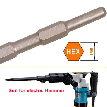 2PCS/SET HEX 17 мм 1PC sharp head & 1pc flat head 17*280 електрически чук, длето за долбежки бетон/тухли/стената/плочки