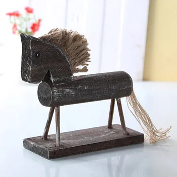 2pcs дървена статуя на кон художествена здрав преносим фигурка на коня украшение скулптура за офис