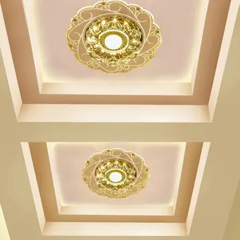 3 / 5w, модерен led Crystal потолочное осветление кръгла мини тавана лампа Ротондата светлина за хола проход, коридор, кухня