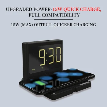 3 In1 бързо безжично зарядно устройство led алармата на телефона безжично зарядно устройство, зарядно устройство ще захранване на площадка за IPhone за Huawei Clock Wireless Charger