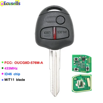 3 бутона за дистанционно ключодържател за Mitsubishi Lancer EX Remote key 433 Mhz с ID46 PCF7936 чип MIT11R дясно острие
