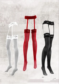 3 двойки 1/6 дамски чорапи с колани модели на бял черен червен за 12