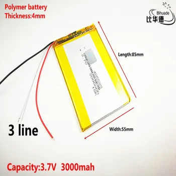 3 линия добро качество 3.7 V,3000mAH 405585 полимерна литиево-йонна / литиево-йонна батерия за таблет PC банка,GPS,mp3,mp4