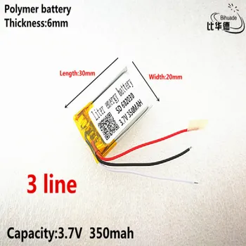 3 линия добро качество 3.7 V,350mAH,602030 полимерна литиево-йонна / литиево-йонна батерия за играчки,POWER BANK,GPS,mp3,mp4