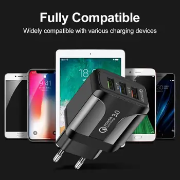 3 порта USB зарядно устройство EU-US UK Plug Display бързо зареждане на интелигентни зарядни устройства за мобилни телефони Iphone Samsung Xiaomi Tablet Universial