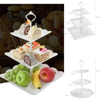 3 ярусная квадратна чиния за торта Dinner Party Cake Party Decorations Serving Platter Cake Plates