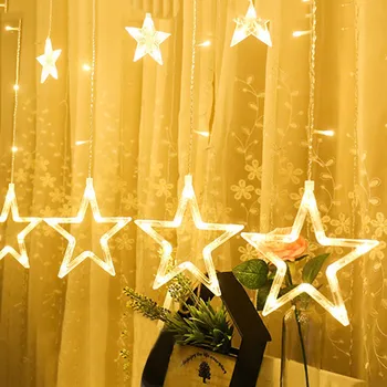 #30 LED Stars Коледа Hanging Curtain Светлини String Net Коледа Home Party Home Accessories Outdoor Wedding Dropshipping