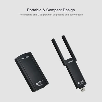 300 Mbit / с двойна антена безжичен Wi-Fi рутер USB ретранслатор удължител сигнал усилвател на Компютърни аксесоари за смартфони, лаптоп