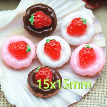 30шт смола ягодово торта смесени в 3 цвята, плоска задната десерт cabochon,куклена къща бонбони миниатюри 15 мм