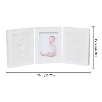 35x15.5cm масивна дървесина Tri-fold Hand And Foot Print Photo Frame Спомен Frame For Newborn Baby сувенирни рамка