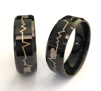 36pcs сърцето бие пръстени за мъже и жени електрокардиограма пръстен от неръждаема стомана ЕКГ мода с уникални пръстени любителите на пръстени на едро