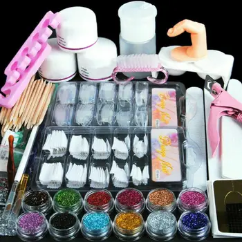 37 in1 set Professional Acrylic Powder Glitter Nail Brush False Finger Помпа Nail Art Kit Tools Set Beauty Nail Art Deco Съвет Set