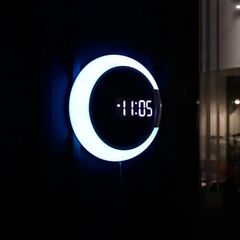 3D LED дигитални стенни часовници будилник огледало кухи часовници Настолни часовници 7 цвята температура нощна светлина за дома хол украса