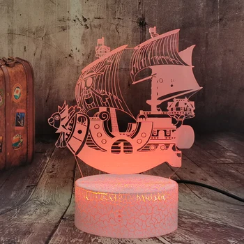 3D LED оптична илюзия Night Light аниме ONE Piece ще весел кораб модел на крушката готина играчка за децата кабинет таблица Лампара