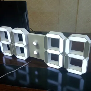 3D LED цифров часовник светещи нощен режим на яркост регулируема електронни настолни часовници 24/12 час дисплей будилник, с монтиран на стената лампа