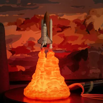 3D Print LED Night Light огнедишащ дракон космическа совалка, ракета настолна лампа за детска стая на спални и декоративни светлини Коледен подарък