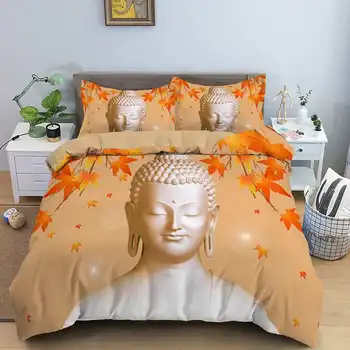 3D Буда печатни легла 2 / 3шт пухени набор от калъфки за юрган легла легло будистка Индия
