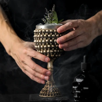 3D готически Череп от неръждаема стомана Купа дизайн на бара партита домашен винен декор Купа чаша за Хелоуин подаръци