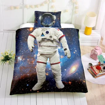 3D децата момче момиче Детски легла комплект астронавт капитан легло чаршаф калъфка бял цвят единична Twin размер на 2 / 3шт деца