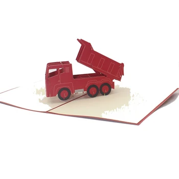 3D лазерно рязане, ръчно изработени червен камион Autotruck хартия покана, Поздравителна картичка пощенска картичка момче Рожден Ден на бизнес творчески подарък