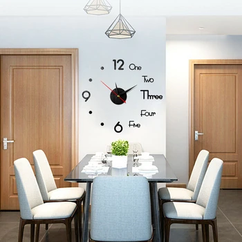 3D стенен часовник с римски цифри без голям акрилен огледална повърхност домашен офис, училище, САМ декор стенни часовници етикети