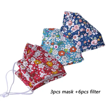 3шт дамски маска за многократна употреба респираторни маски печатни памучни маска за възрастни защитни PM 2.5 прах устата Маска почистваща маска регулируема