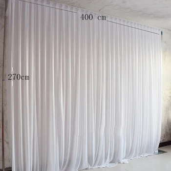 4*2.7 m обикновен бял лед коприна страна на завесата сватбена събитие фонове за украса на сцена