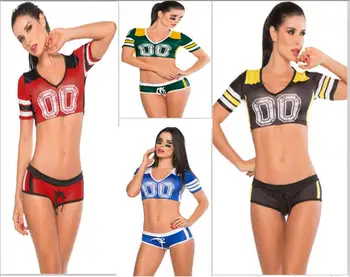 4 color Fantasy Football Costume soccer football baby girl секси short skirt boy shorts V-образно деколте мажоретки екип, комплекти за спорт