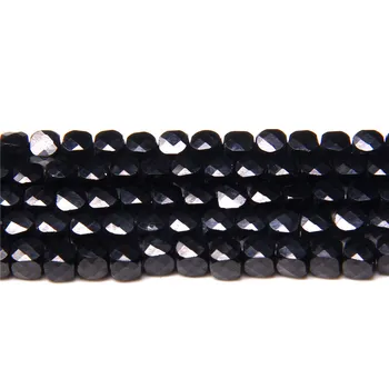 4 мм натурален квадратен черно шпинел високо качество looe spacer истински скъпоценен камък мъниста сам за бижута обеци, колие гривна