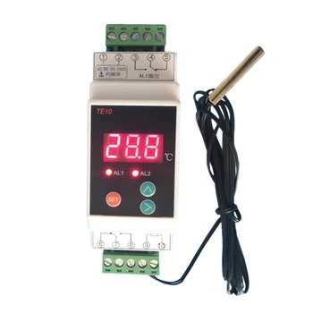 -40 ~ 110℃ термостат Din сензор за висока / ниска температура 2 релета на аларма не е NC общата продукция на 7A / 250VAC AC90~260V