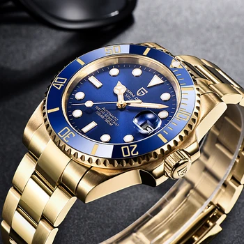 40 мм PAGANI дизайн мъжете автоматични механични часовници синьо злато от неръждаема стомана лукс на топ-марка HN35A водоустойчив Relogio Masculino