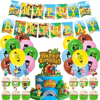 48 бр./компл. животните преминаване на балони животни честит рожден Ден банер торта Topper Baby Shower Парти декорации детски играчки