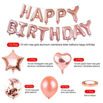 48шт честит Рожден Ден украса балони розово злато писмо фолио от титан рожден ден украси Globos Balony Anniversaire
