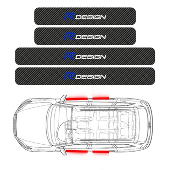 4шт стайлинг автомобили R дизайн на емблемата на прага на въглеродни влакна, светлоотразителни стикери врати стикер за volvo Rdesign v40 v60 c30 s60 s90