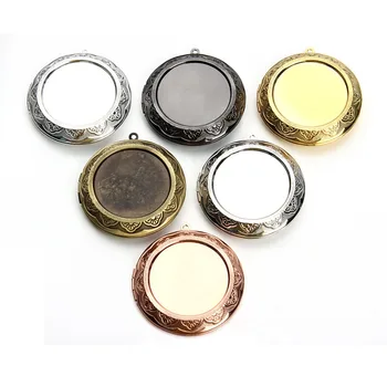 5 бр 30 мм кръгъл кабошон основание 45 мм метал мед медальон настройка на 7 цвята на покритие празен висулка фоторамка за бижута