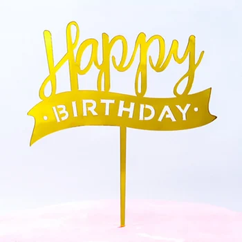 5 бр./компл. злато сребро черен акрилен торта Toppers Happy Birthday Cake Decoration Round Love Heart-shaped Party Home Decor Baking
