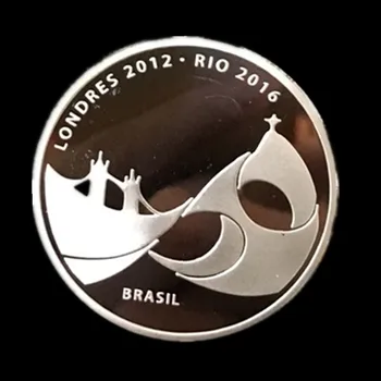 5 бр Лондон 2012 до 2016 г. Спорт Факел прехвърляне на Рио де жанейро, Бразилия със сребърно покритие Спорт играч 40 х 3 мм, магазини за бижута монета