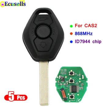 5 бр./лот 3 на бутоните на дистанционното на ключа 868 Mhz с чип ID7944 ID46 за BMW CAS2 5 серия E46 E60 E83 E53 E36 E38 E39 HU92 uncut