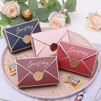 5 бр. / лот нов лесен творчески бронзирование подарък кутия опаковка плик форма на сватбени бонбони чанти рожден ден козметична опаковка Box