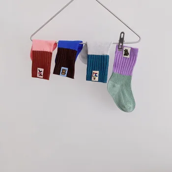 5 двойки/лот Детски чорапи, Бебешки чорапи памук студентски чорапи подови чорапи Есен Зима Пролет момчета и момичета многоцветен чорап