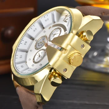 5 см големи часовници мъжки XINEW маркови мъжки часовници с кожена каишка на бъдещите часовници Relojes Lujo Marcas мъжки Старинни часовници, злато, черен часовник