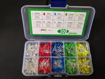 5 цвят F5+F3 мм LED kit box червен жълт зелен син бял led 5 мм и 3 мм color mix Assortment pack set разнообразни
