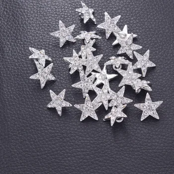 50 бр./лот 16 мм звезда метални копчета с кристали джолан бутон за дрехи сребро пальтинг шевни кристални апликации САМ HK-77