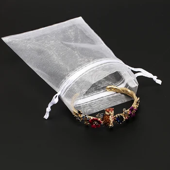 50 бр./много прост цвят 7x9 cm органза чанти подарък чанта Drawable бижута опаковка торби за сватби и Коледа 5z