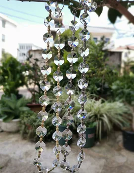 50 см Crystal Prism прозрачно стъкло полилей част на осмоъгълник мъниста верига на висящи Suncatcher фигурка начало сватба прозорец декор занаяти