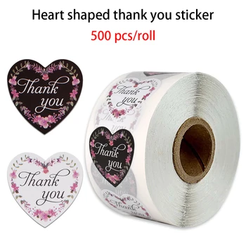 500 бр. / ролка сватбен подарък във формата на сърце благодаря ви стикер подарък за приятелка scrapbooking за партията брак украса