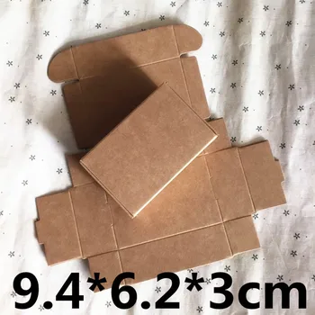 50шт 9.4*6.2*3 вижте малка крафт-хартия, кутия кафяв картон, ръчно изработени сапуни кутия бонбони за подарък на бижута, опаковане на кутия картонена кутия