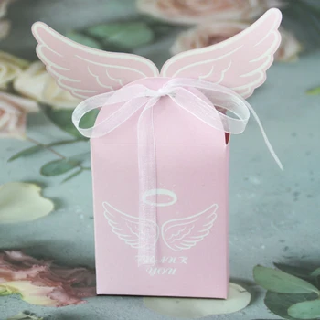 50шт pink Angel Baby Box Candy Полза, и подаръчни кутии, с панделка Baby Shower си САМ