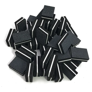 50шт черен мини-гъба двустранен нокти шлайфане файлове блок буфер полиране на ноктите Маникюр, Педикюр, професионален нокти инструмент